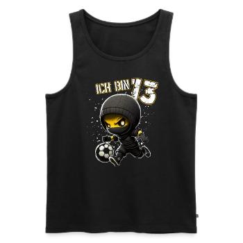 Kinder Geburtstag 13 Jahre - Fussball und Ninjas - Männer Premium Bio Tank Top - Schwarz - Vorne - Michal (187cm)