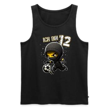 Kinder Geburtstag 12 Jahre - Fussball und Ninjas - Männer Premium Bio Tank Top - Schwarz - Vorne - Michal (187cm)