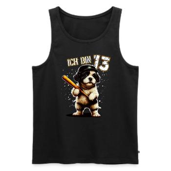 Kinder Geburtstag 13 Jahre - Baseball und Hunde - Männer Premium Bio Tank Top - Schwarz - Vorne - Michal (187cm)