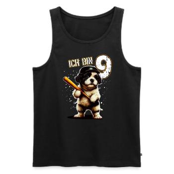 Kinder Geburtstag 9 Jahre - Baseball und Hunde - Männer Premium Bio Tank Top - Schwarz - Vorne - Michal (187cm)