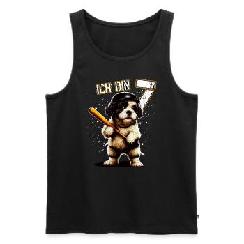 Kinder Geburtstag 7 Jahre - Baseball und Hunde - Männer Premium Bio Tank Top - Schwarz - Vorne - Michal (187cm)