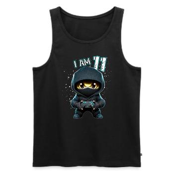 Anniversaire des enfants 11 ans - jeux vidéo et - Débardeur bio Premium Homme - noir - Devant - AI Model Male 178 light (178cm)