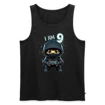 Children birthday 9 years - video games and gamers - Men's Premium Organic Tank Top - black - Front - AI Model Male 178 light (178cm)
