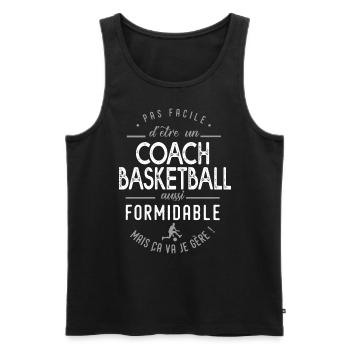 coach basketball formidable sport basketball - Débardeur bio Premium Homme - noir - Devant - Michal (187cm)