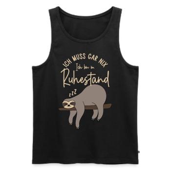 Faultier - Ich muss gar nix Ich bin im Ruhestand - Männer Premium Bio Tank Top - Schwarz - Vorne - Michal (187cm)