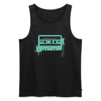 RETRO CASSETTE en turquoise - Débardeur bio Premium Homme - noir - Devant - AI Model Male 178 light (178cm)