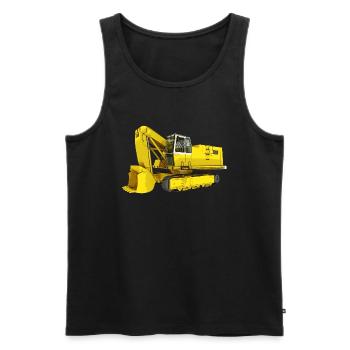 Yellow excavator, backhoe, industry - Men's Premium Organic Tank Top - black - Front - AI Model Male 178 light (178cm)