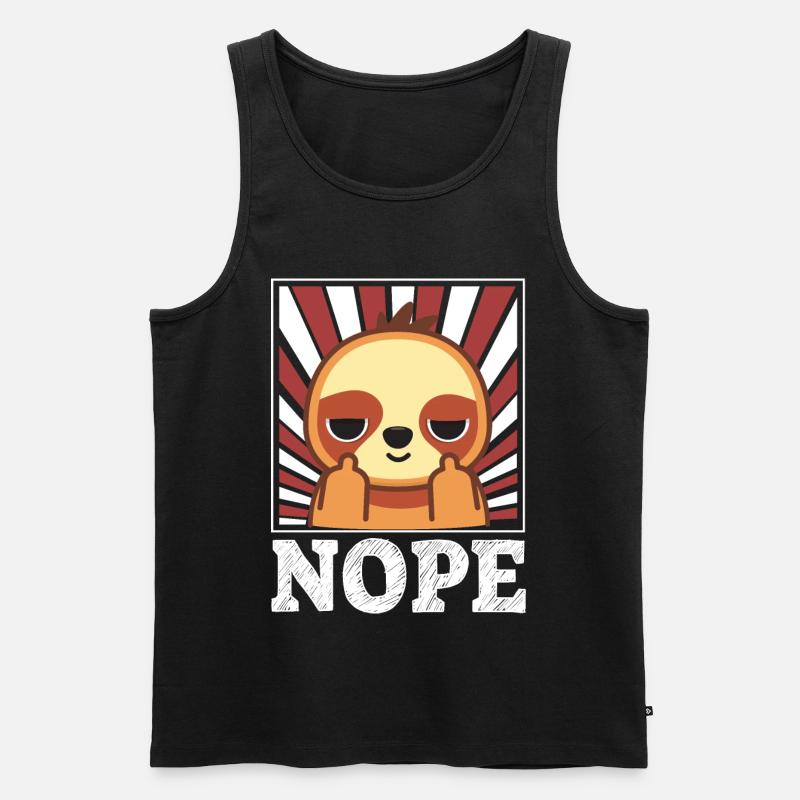 Nope - Faultier mit Mittelfinger - Männer Premium Bio Tank Top - Schwarz
