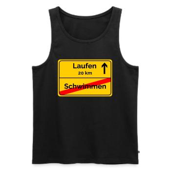Ortsschild Schwimmen Laufen Sprintdistanz - Männer Premium Bio Tank Top - Schwarz - Vorne - Michal (187cm)