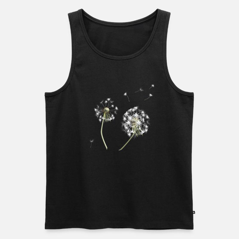 Weiße Löwenzahn-Silhouette - Männer Premium Bio Tank Top - Schwarz