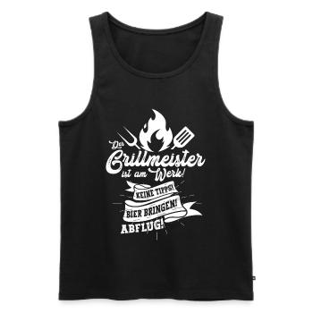 Vatertag Grillmeister Flammenlogo Motiv  - Männer Premium Bio Tank Top - Schwarz - Vorne - Michal (187cm)