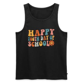 Début d’école Happy 100th Day Of School Teacher - Débardeur bio Premium Homme - noir - Devant - AI Model Male 178 light (178cm)