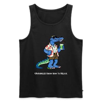 Dolo le crocodile au cocktail - Débardeur bio Premium Homme - noir - Devant - Michal (187cm)