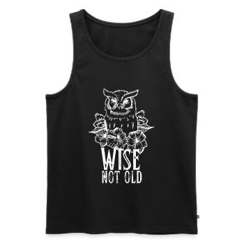 Hibou vintage et roses sages pas vieux - Débardeur bio Premium Homme - noir - Devant - AI Model Male 178 light (178cm)