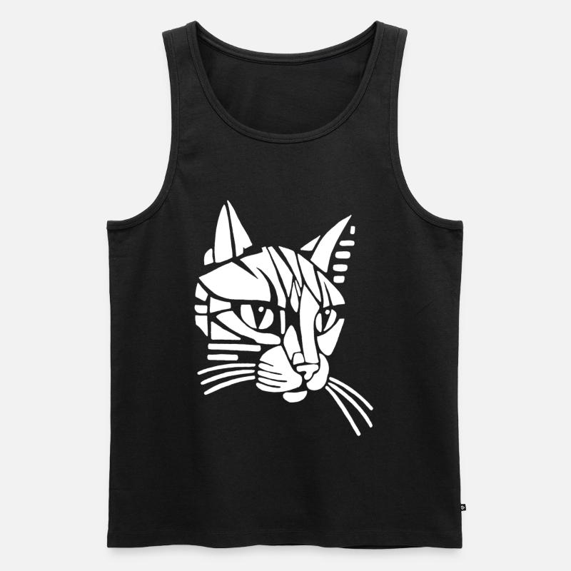 Weiße Stammeskatze - Männer Premium Bio Tank Top - Schwarz