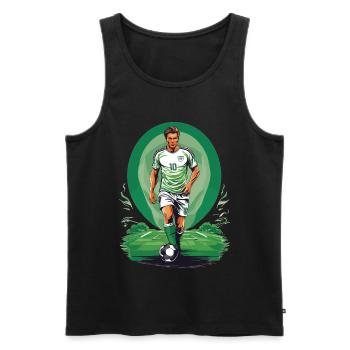 Match de football - Débardeur bio Premium Homme - noir - Devant - Michal (187cm)