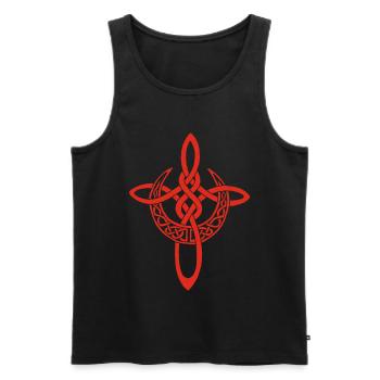 Red Lunar Cross - Men's Premium Organic Tank Top - black - Front - AI Model Male 178 light (178cm)