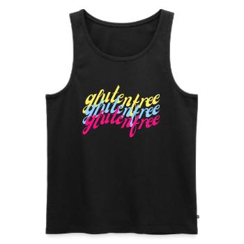 Gluten free geschwungen bunt - Männer Premium Bio Tank Top - Schwarz - Vorne - Michal (187cm)