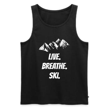Skiing Mountains - Men's Premium Organic Tank Top - black - Front - Michal (187cm)