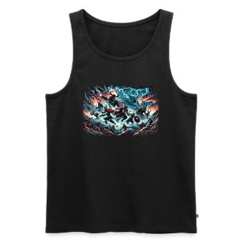 Bataille des dieux vikings pour Midgard - Débardeur bio Premium Homme - noir - Devant - AI Model Male 178 light (178cm)