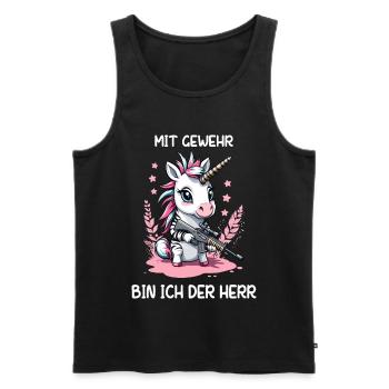 Unicorn with hunting rifle - Men's Premium Organic Tank Top - black - Front - AI Model Male 178 light (178cm)