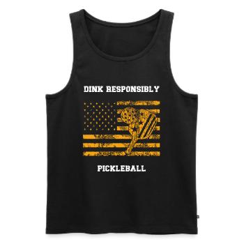 Dink Responsibly Pickleball Patriotic Pickleball - Men's Premium Organic Tank Top - black - Front - AI Model Male 178 light (178cm)