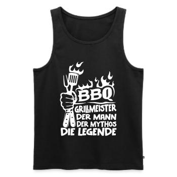 BBQ Grillmeister Mythos Legende - Männer Premium Bio Tank Top - Schwarz - Vorne - Michal (187cm)