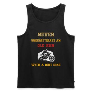Unterschätzen Sie niemals einen alten Mann mit einem Dirtbike - Männer Premium Bio Tank Top - Schwarz - Vorne - AI Model Male 178 light (178cm)
