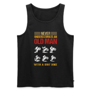 Unterschätzen Sie niemals einen alten Mann mit einem Dirtbike - Männer Premium Bio Tank Top - Schwarz - Vorne - AI Model Male 178 light (178cm)