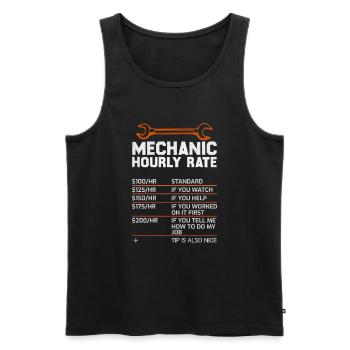 Mécanicien Taux horaire Mécanicien drôle - Débardeur bio Premium Homme - noir - Devant - AI Model Male 178 light (178cm)