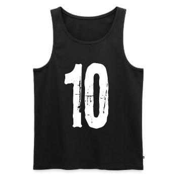 Numéro 10 ! Capitaine ! - Débardeur bio Premium Homme - noir - Devant - Michal (187cm)