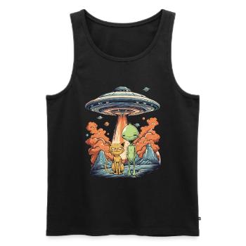 Cat Ufo Meme Funny Surprised Scared Cat Selfie - Men's Premium Organic Tank Top - black - Front - Michal (187cm)