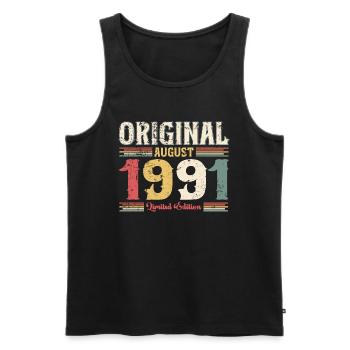 33rd birthday Original August 1991 Year 1991 - Men's Premium Organic Tank Top - black - Front - AI Model Male 178 light (178cm)
