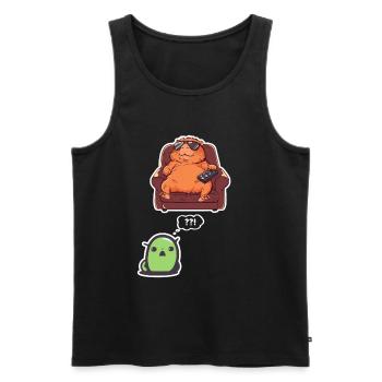 Drôle Graphique Tee Capybara Selfie Avec Ovni Bizarre - Débardeur bio Premium Homme - noir - Devant - AI Model Male 178 light (178cm)