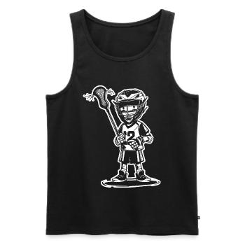 Lacrosse Junge Cartoon Stil - Männer Premium Bio Tank Top - Schwarz - Vorne - AI Model Male 178 light (178cm)