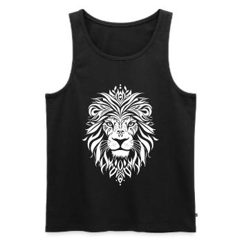 Powerful lion lion head in tribal style - Men's Premium Organic Tank Top - black - Front - AI Model Male 178 light (178cm)