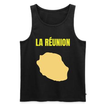 T-Shirt mit goldener Karte auf der Insel La Réunion - Männer Premium Bio Tank Top - Schwarz - Vorne - AI Model Male 178 light (178cm)