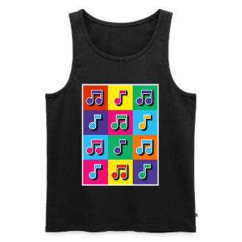 Mosaïque de notes musicales Pop Art - Débardeur bio Premium Homme - noir - Devant - AI Model Male 178 light (178cm)