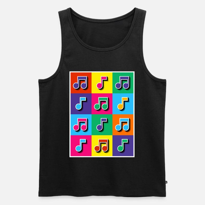 Pop-Art-Musiknoten Mosaik - Männer Premium Bio Tank Top - Schwarz