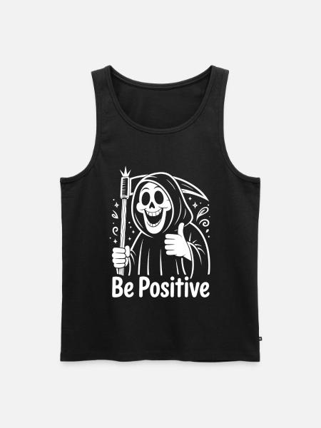 Be Positive Sensenmann Cartoon - Männer Premium Bio Tank Top - Schwarz