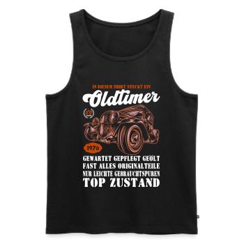 Vintage Car 1976 Retro Car Illustration 50. - Men's Premium Organic Tank Top - black - Front - AI Model Male 178 light (178cm)