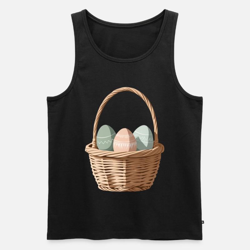 Pastell-Eier im Körbchen - Männer Premium Bio Tank Top - Schwarz