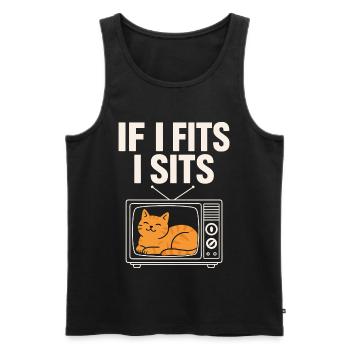 Chat Mignon Rétro TV If I Fits I Sits - Men's Premium Organic Tank Top - black - Front - AI Model Male 178 light (178cm)