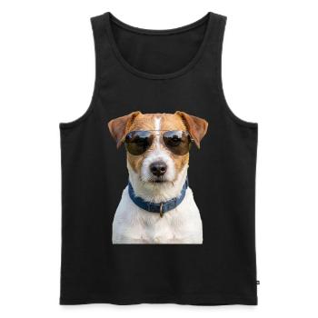 Cooler Jack Russell Terrier Sonnenbrille - Männer Premium Bio Tank Top - Schwarz - Vorne - Michal (187cm)