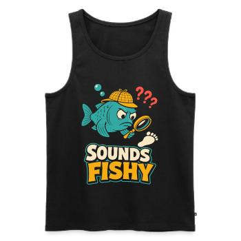 Sounds Fishy Detective Fish - Men's Premium Organic Tank Top - black - Front - Michal (187cm)
