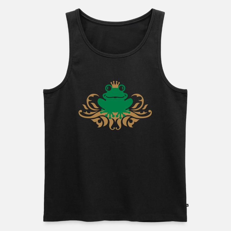 Frosch - König - Schnörkel - Männer Premium Bio Tank Top - Schwarz