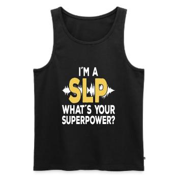 SLP Speechie Speech Language Pathologist - Men's Premium Organic Tank Top - black - Front - AI Model Male 178 light (178cm)