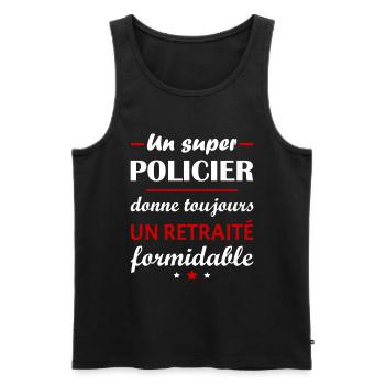 Un super policier, retraité, cadeau retraite - Débardeur bio Premium Homme - noir - Devant - Michal (187cm)