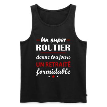 Un super routier, retraité, cadeau retraite - Débardeur bio Premium Homme - noir - Devant - Michal (187cm)
