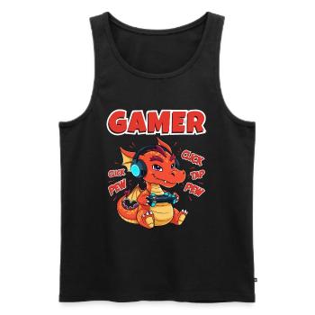 Gamer Gaming Cool Dragon Kids Video Games Kids - Men's Premium Organic Tank Top - black - Front - AI Model Male 178 light (178cm)